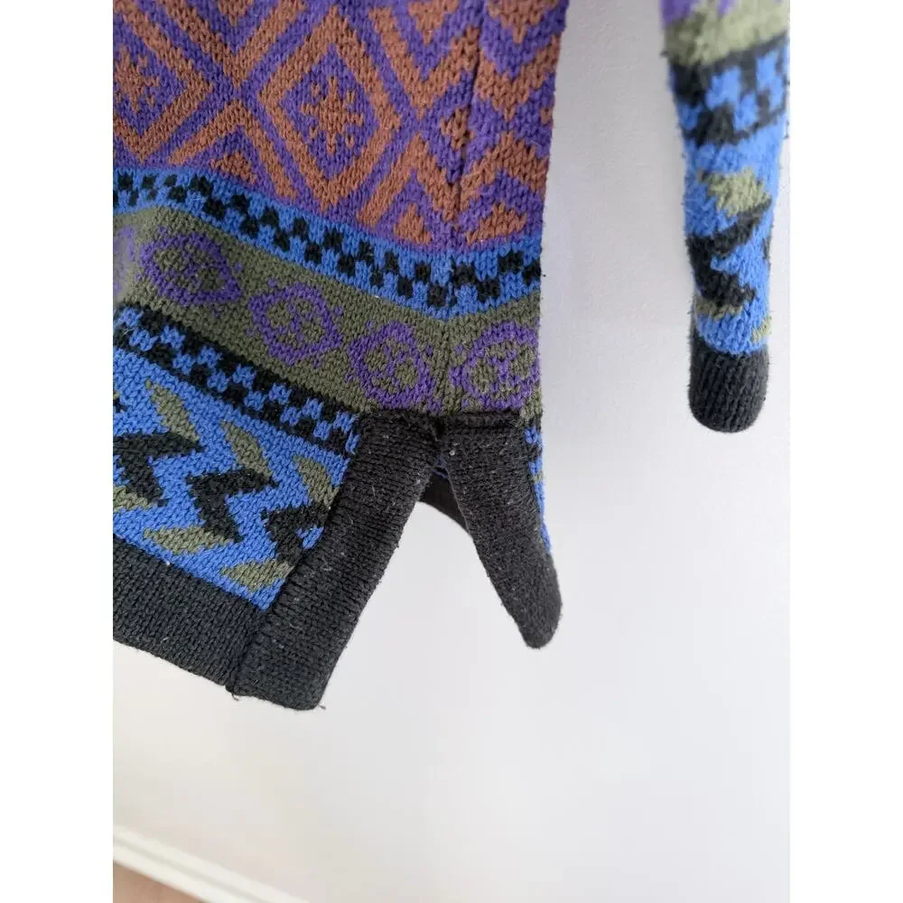 Rafaella Men’s Multicolor Geometric Ski Crewneck Sweater 100% Cotton-Size M